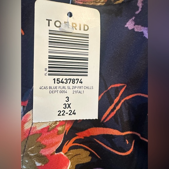 🆕NWT Torrid women’s blue floral Mini Zip-Front sleeveless Shirt Dress Plus SZ 3X - Picture 5 of 6
